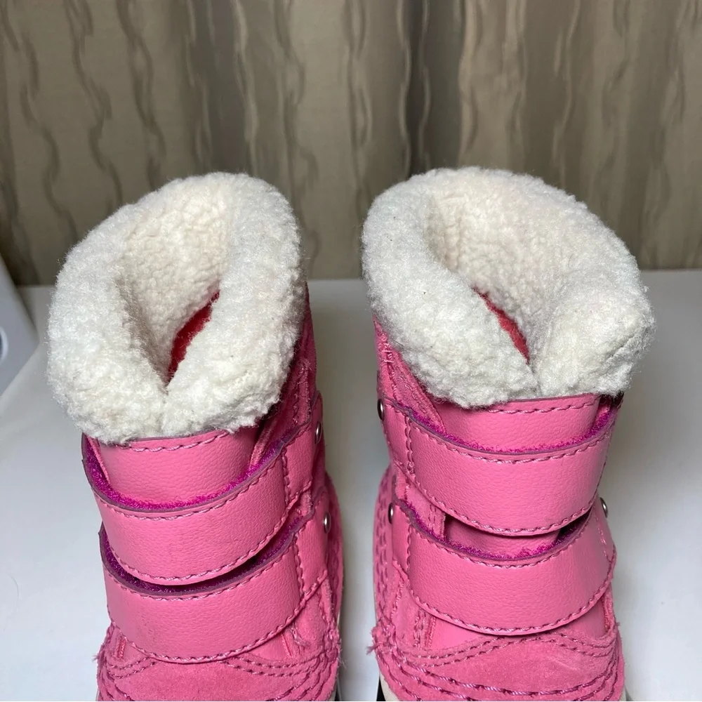 Sorel 1964 Pac Strap Baby Girl's 5 Winter Tropic Pink Suede Black Waterproof